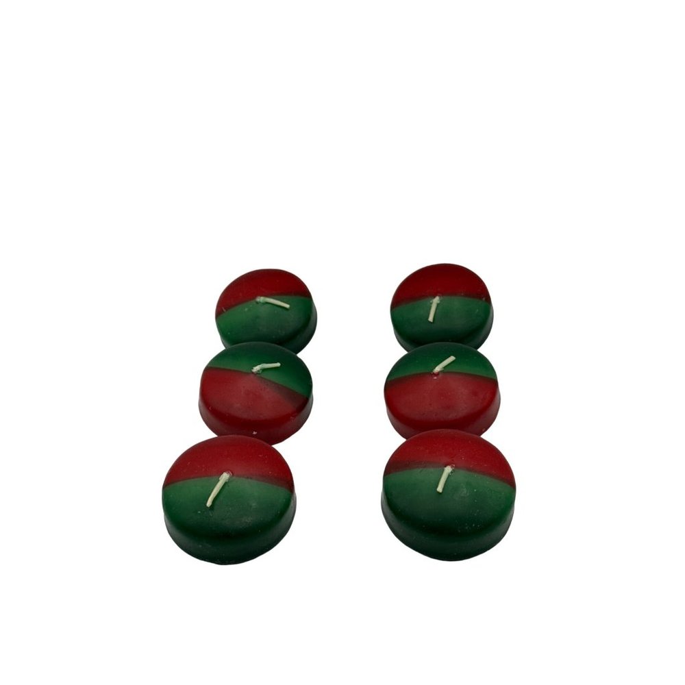 Set of 6 Coldwater Creek Floating Candles Holiday Colors Red and Green